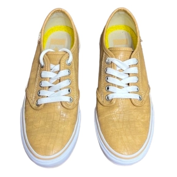 Vans sneakers embossed croc mustard leather white lace up size 7 wmns - Picture 11 of 11